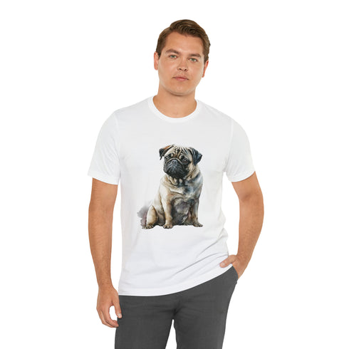 Loving Pug in Watercolor - Short Sleeve Tee